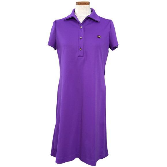 Vintage Russ Purple Polo Shirt Dress M Collared Preppy 80s Retro Tennis Casual - Picture 1 of 15
